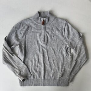 Vineyard Vines Heather Gray Kids Quarter-Zip Sweater